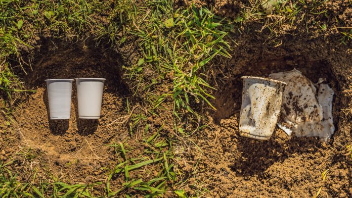 Field testing the rate of degradation in compostable packaging