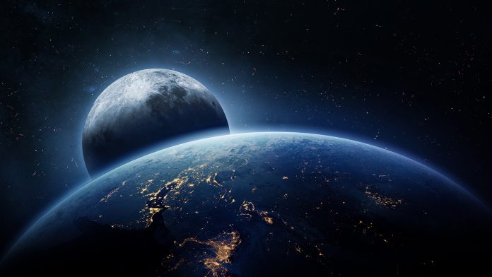 Surface of Earth and Moon