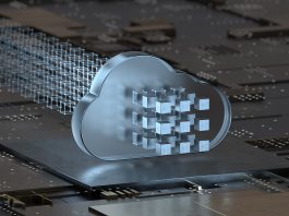 Cloud Hybrid Quantum Computing Technology 3d illustration