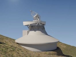 A representation of what the European Solar Telescope will look like when constructed at the observatory in La Palma, Spain