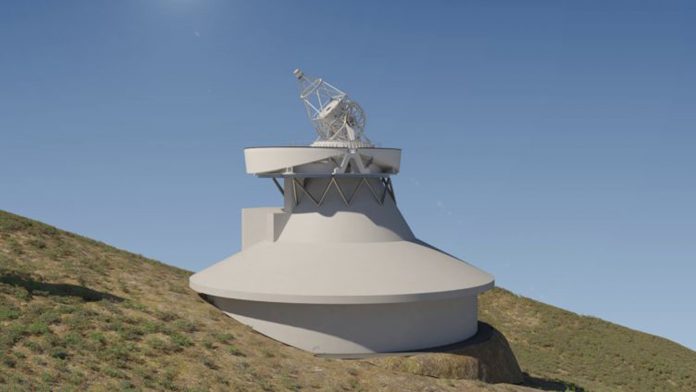 A representation of what the European Solar Telescope will look like when constructed at the observatory in La Palma, Spain