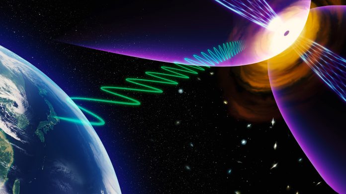 Jets ejected from a rapidly growing black hole with surrounding outflows