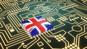 An,Advanced,Cpu,Printed,With,A,Flag,Of,Uk,On
