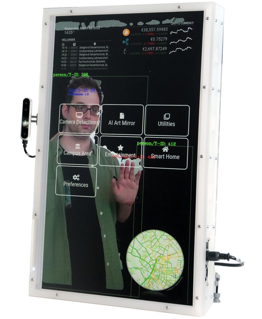 Smart mirror demonstrator developed as part of the smart home application in VEDLIoT, iot applications