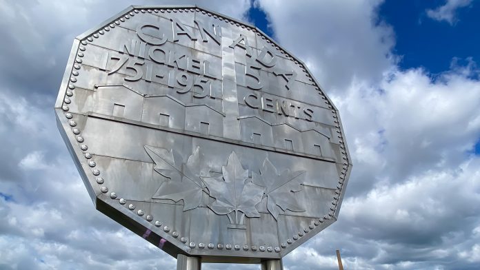 Sudbury,,Ontario,,Canada,-2022:,Big,Nickel,-,Giant,Replica,Of,Canadian,Battery,Metals