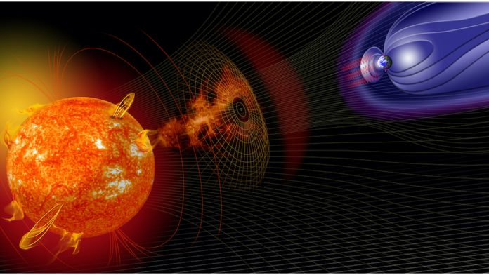 Artist illustration of the effects of solar activity on Earth’s magnetic