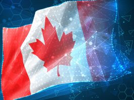 Canada,,Vector,Flag,,Virtual,Abstract,3d,Object,From,Triangular,Polygons,Quantum,Technology,In,Canada