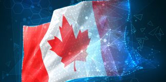 Canada,,Vector,Flag,,Virtual,Abstract,3d,Object,From,Triangular,Polygons,Quantum,Technology,In,Canada