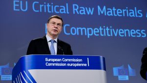 Press,Conference,By,Executive,Vice-president,Of,Eu,Commission,Valdis,Dombrovskis,EU,Raw,Materials,Act