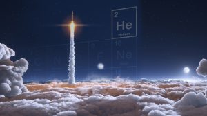 Rocket,Flies,Through,The,Clouds,On,Moonlight,3d,Illustration,helium,supply