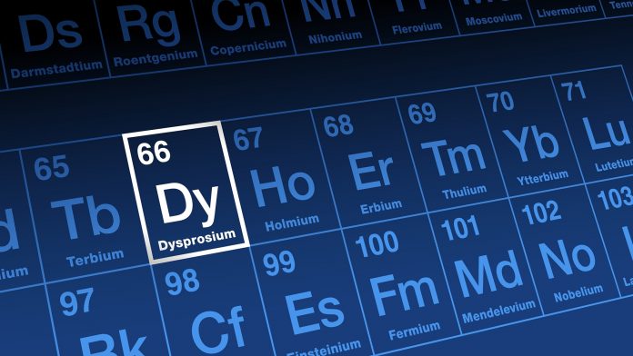 Dysprosium,On,Periodic,Table.,Metallic,,Rare,Earth,Element,,In,The