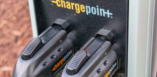 Close,Up.,Chargepoint,Commercial,Dual,Port,Ev,Electric,Vehicle,Charging,EV,Chargepoints