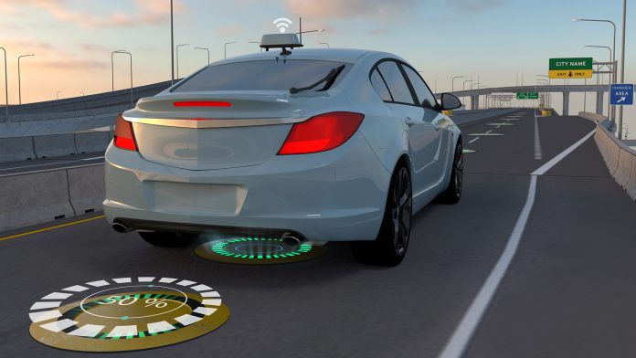 Smart,Car,With,Wireless,Charging,On,Road,,Future,EV,Charging,Hubs