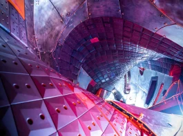 View inside the vacuum vessel of Wendelstein 7-X in Greifswald.