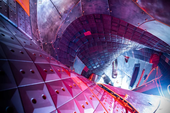 View inside the vacuum vessel of Wendelstein 7-X in Greifswald.