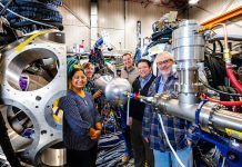 New US gamma-ray detector promises breakthroughs in understanding atomic nuclei Members of Argonne’s Low-Energy Physics group and ATLAS users from Oak Ridge National Laboratory pose next to GRETINA during its recent installation at the ATLAS user facility. GRETA will eventually incorporate GRETINA’s detector modules. (Image by Argonne National Laboratory.)