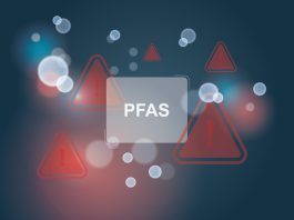 PFAS Hazard Warning Environmental Danger Concept. Chemical contamination risks. PFAS concept. PFAS danger. PFAS warming Vector illustration
