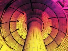 A colorised photograph of the inside of NSTX-U. (Image credit: PPPL Communications Department)