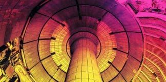 A colorised photograph of the inside of NSTX-U. (Image credit: PPPL Communications Department)